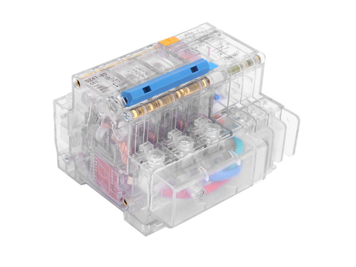 Disjuntor Pequeno Mini Transparente Dz47le 63 C63 3p+n 6~63a com MARCA