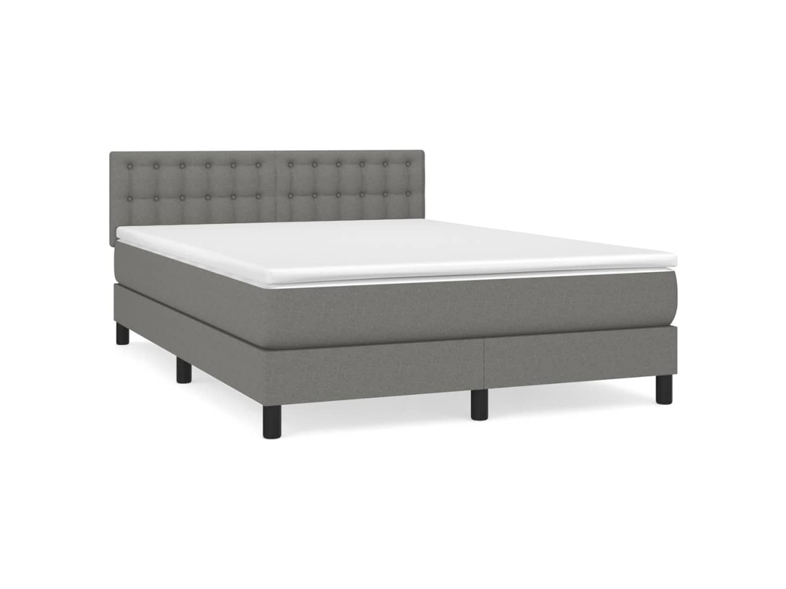 Cama com Molas e Colchão Tecido Cinzento Escuro MAISON EXCLUSIVE (140x190 cm)