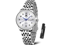 Lurelia Relógio Feminino, Movimento De Quartzo, Data/calendário, Luminoso, Detalhes Com Strass, 9,5 Mm, 0,37 Polegadas, 7,08 Polegadas, 14 Mm, Prata