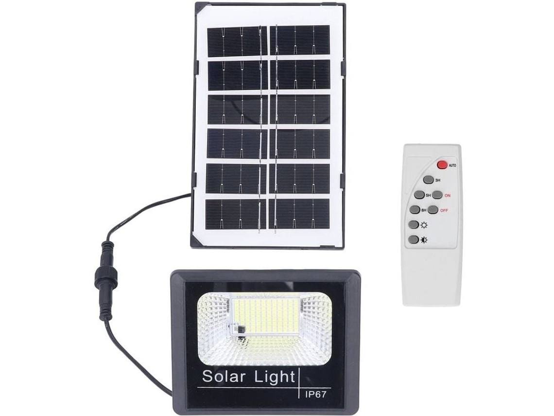 Luminária Solar AQUAFORGE de parede com 100 Leds, ip67, controle remoto
