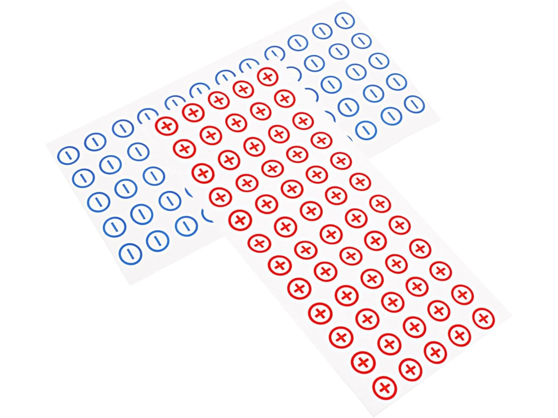 Adesivos De Segurança De Polaridade Elétrica Em Pvc De 12 Mm, Vermelho Positivo E Azul.