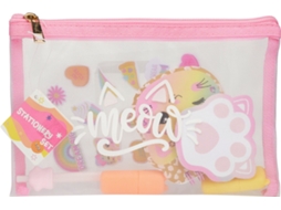 Estojo Para Lápis Com 8 Peças, Rosa Meownx, Multicolorido.