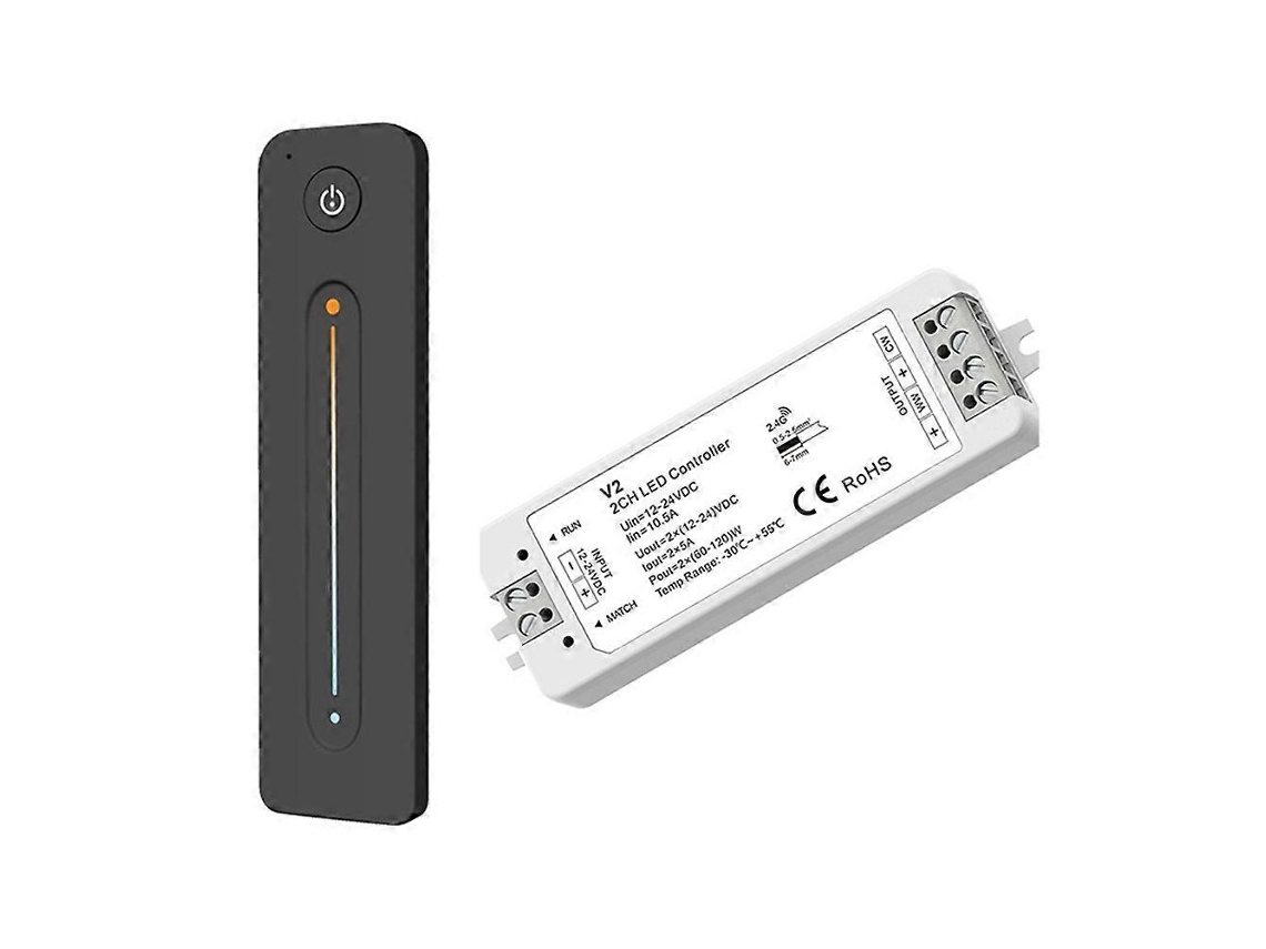 Dimmer Led Tuya Com Controle Remoto Sem Fio Rf 2.4g 12-24v 2ch Controlador De Temperatura De Cor Led