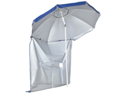 Guarda sol Inclinável com Cortinas Laterais. em Poliéster e Aço. Ø191x211 Cm. Azul e Branco Ge