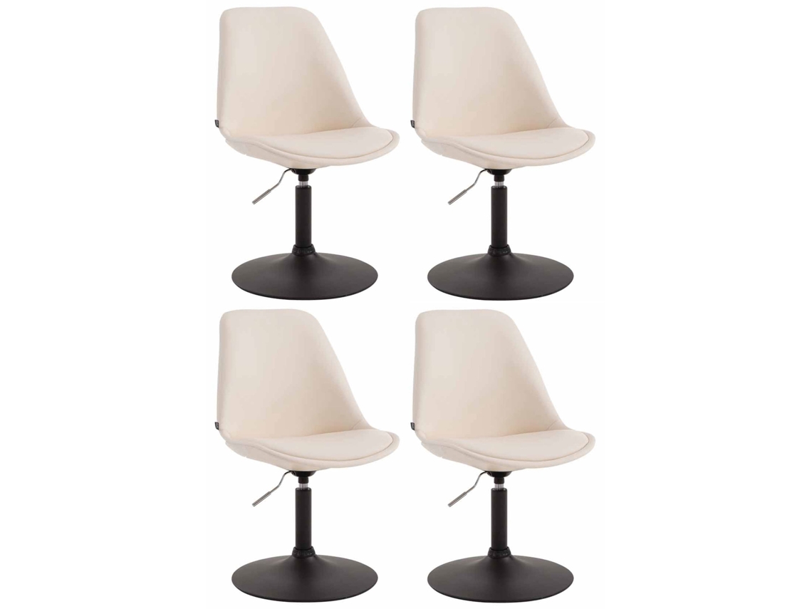 Conjunto de 4 cadeiras de jantar Maverick em imitação de pele creme/preto CLP