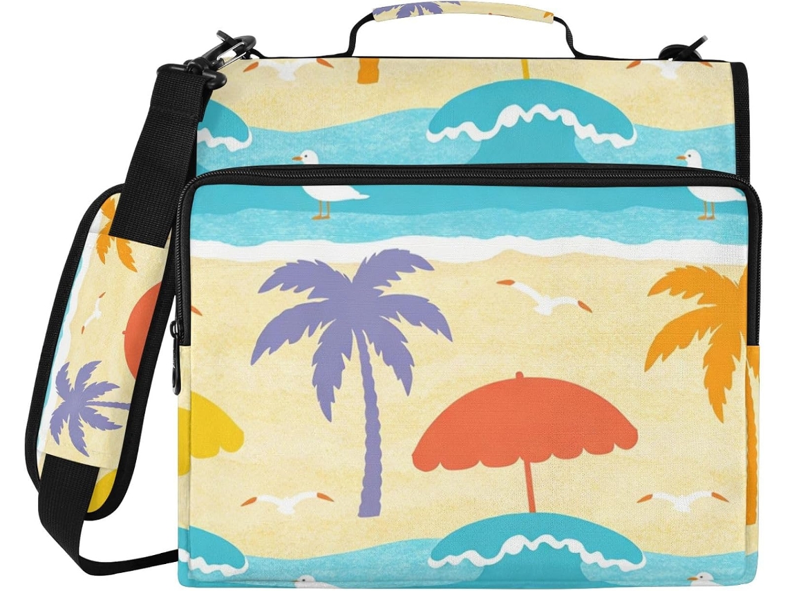 Organizador De Fichário 3 Argolas Com Alça Ombro E Mão, Inclui Bolso Com Zíper, Escola, Escritório, Bolsa Com Zíper