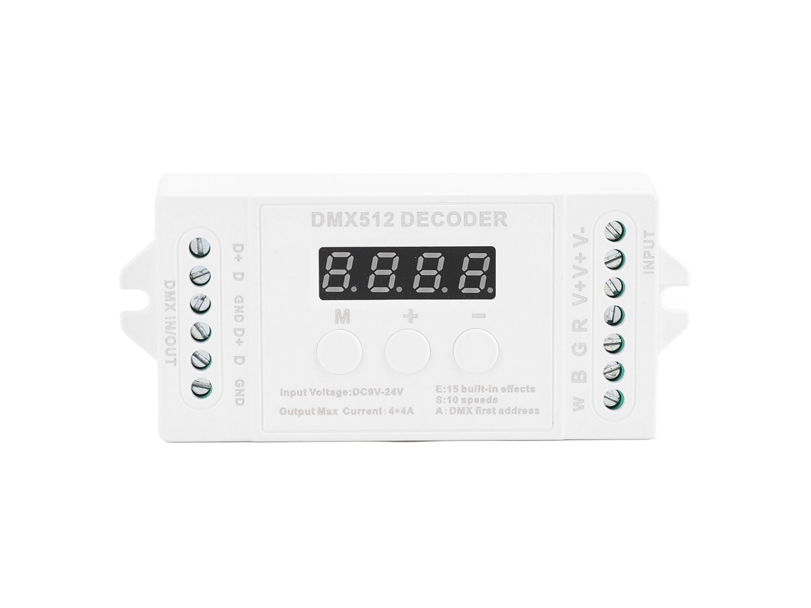 Rebe-decodificador Mini 4ch Com Tela Digital 15 Efeitos Integrados Controlador Para Luzes Led Rgbw Dc9-24v