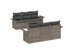 Maison Exclusive - Conjunto De Sofá De Jardim Com Almofada 7 Pcs Cinzeto Vime Pe