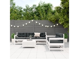 Vidaxl 6 Pcs Conjunto Lounge Jardim C/ Almofadões Pinho Maciço Branco