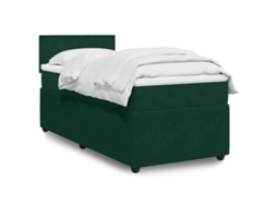 Vidaxl Cama Com Molas/colchão 90x200 Cm Veludo Verde-escuro