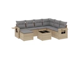Conjunto de 8 Sofás para Jardim com Almofadões Vime Pe Bege MAISON EXCLUSIVE (8 pcs)