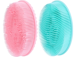 Valiclud Conjunto De 2-escovas Banho Portáteis Silicone Para Massagem Corporal E Lavagem Cabelo