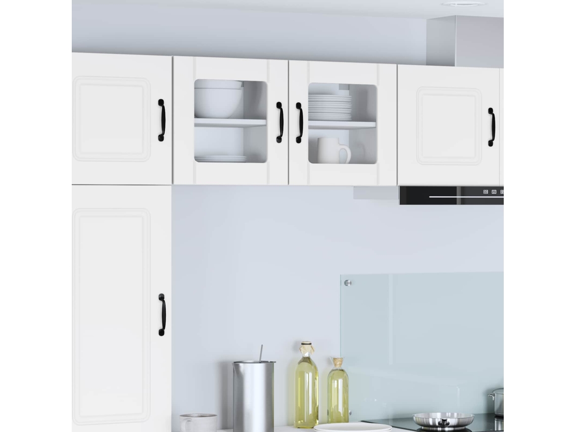Vidaxl Armário De Vidro De Parede Lucca 2 Unid. Branco