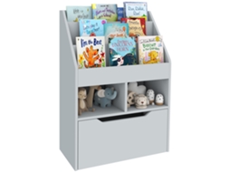 Prateleira Infantil Com Gaveta, Estante Com Compartimentos, 60 X 29,9 X 90 Cm, Cinza