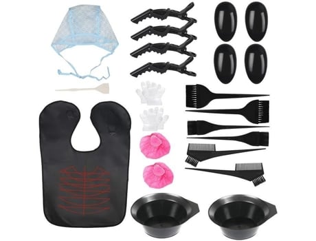 Kit De Coloração Capilar 25pcs, Acessórios De Coloração Profissionais Com Pincéis, Bandejas De Coloração, Touca, Avental Kakoo
