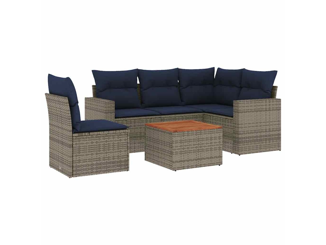 Conjunto de 6 Sofás P/ Jardim C/ Almofadões Vime Pe Cinzento MAISON EXCLUSIVE (6 pcs)