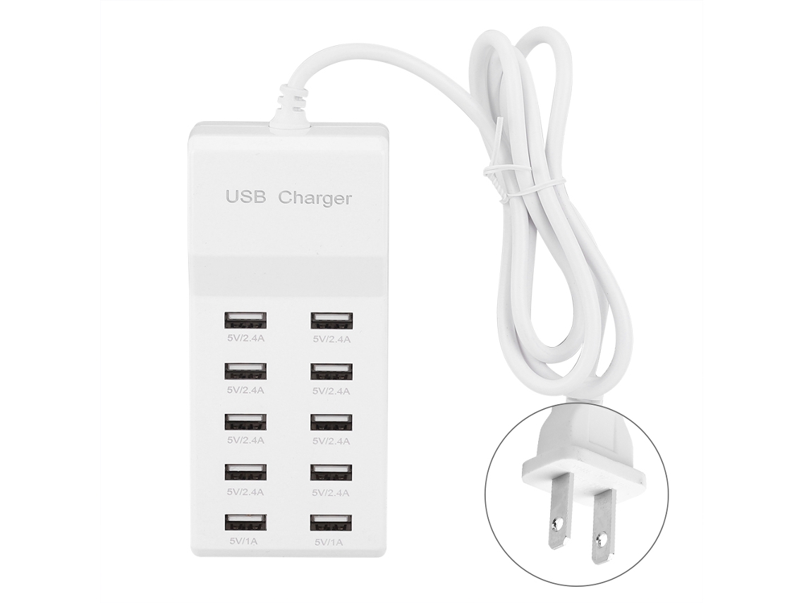 Carregador Usb Laxiscreed Com 10 Portas De Carregamento Rápido Inteligente Para Vários Dispositivos