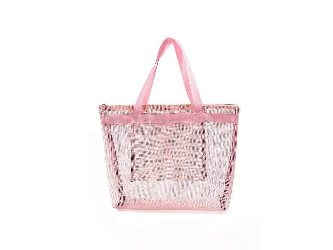 Bolsa de Praia Grande em Tela Transparente Dobrável, Ombro Reutilizável para Compras, Armazenamento Bri Nquedos Areia, Organizador GOKOCO