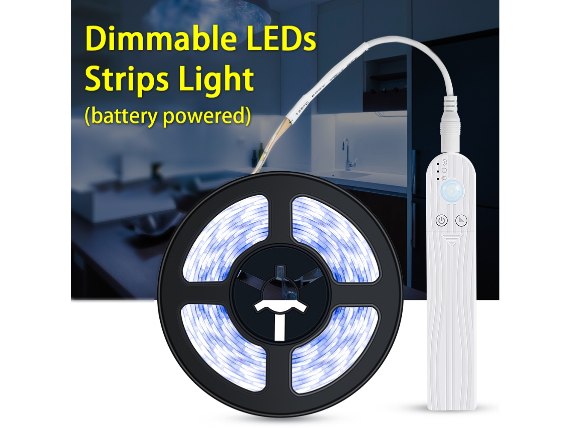 Fita de luz LED dimmable com sensor de movimento PIR para decoração de ambientes 2m 120 LEDs | S/MARCA