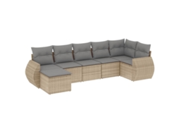 Maison Exclusive - 7 Pcs Conjunto De Sofás P/ Jardim Com Almofadões Vime Pe Bege