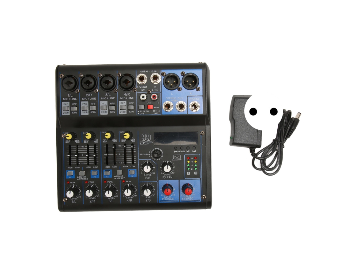Mixer DJ portátil 8 canais EOOCOO com Bluetooth