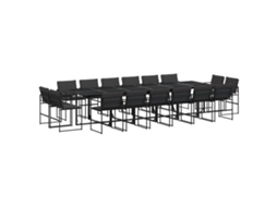 Maison Exclusive - 17 Pcs Conj. De Jantar P/ Jardim C/ Almofadões Textilene Preto