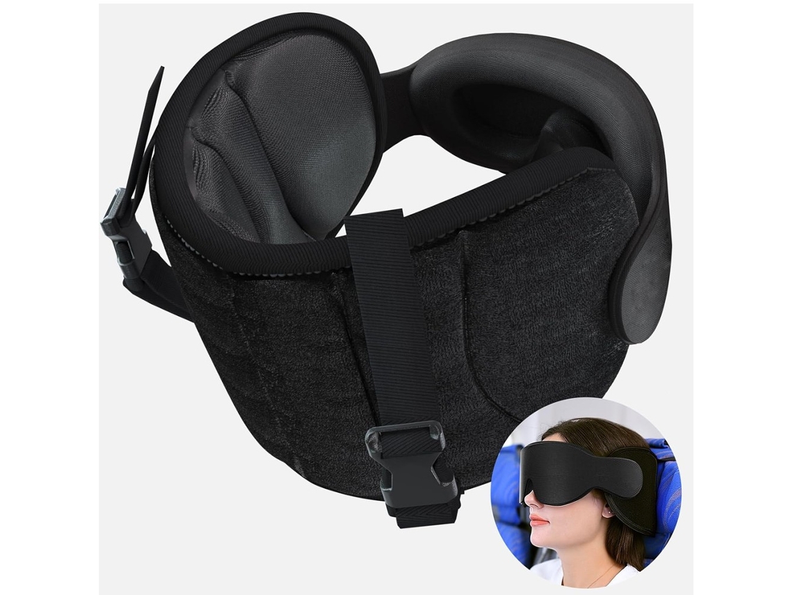 Travesseiro de Viagem para Avião, Travesseiro de Viagem para Dormir com Máscara os Olhos, Travesseiro para Voos de Longa Duração BRILVIBERA