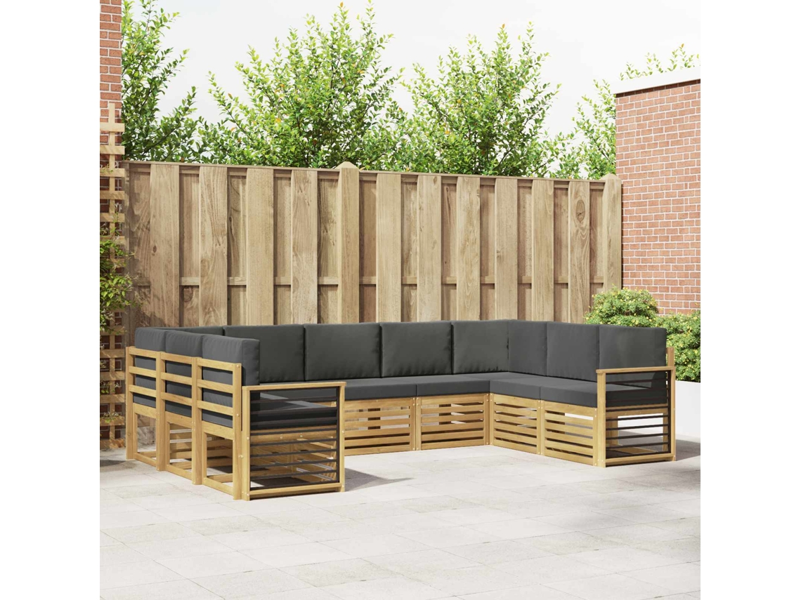 Vidaxl Conjunto De Sofás Para Exterior 9 Unid. Branco E Antracite