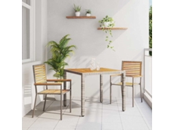 Vidaxl Conjunto De Jantar Para Jardim 3 Unid. Cinza E Marrom Vime Pe