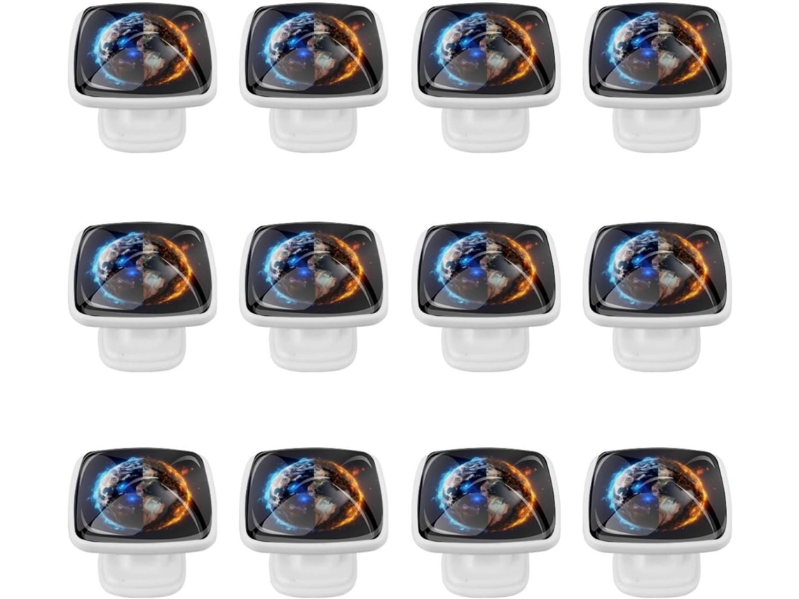Puxadores Quadrados Para Armários De Cozinha, Puxadores Para Armários E Gavetas, 12 Peças, Yin Yang Fofoca Lua Terra 3d