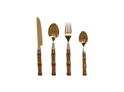 Conjunto de talheres Home Esprit Natural Gold em aço inoxidável ABS 3 x 2 x 16 cm 24 peças