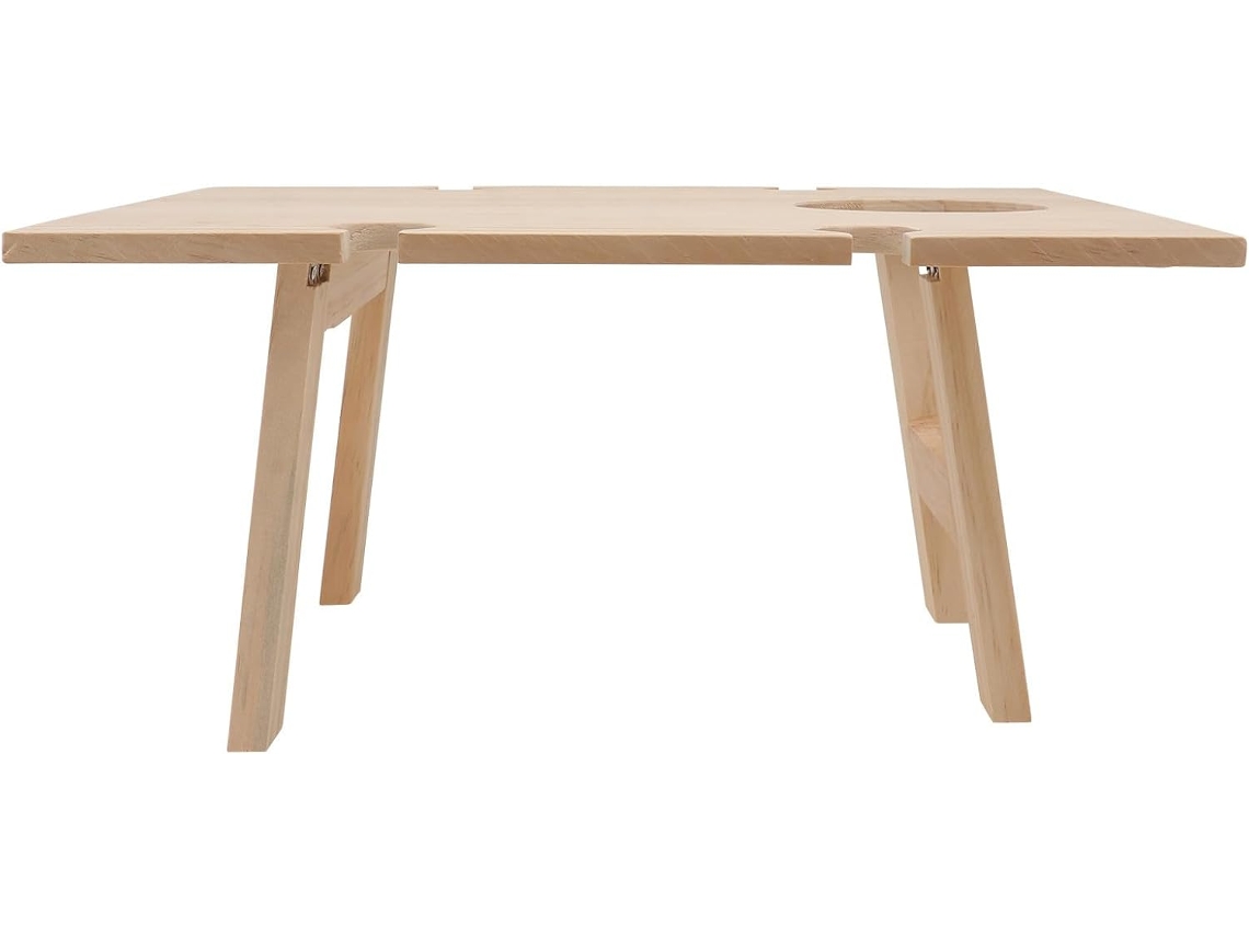 Mesa Dobrável Quadrada de Madeira, e Prática, para Uso Externo, como Mesa de Vinho, Mesa de Piquenique para Praia e CHABERLU