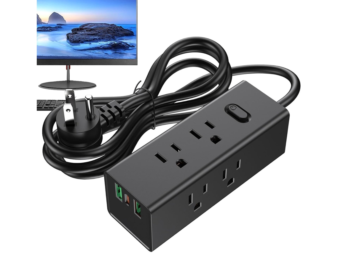 Régua De Tomadas Internacional Com Portas De Carregamento E Portas Usb.