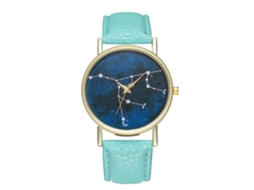 Relógio de quartzo unissex com pulseira de couro PU, mostrador Universe, Zhoulianfa (menta)