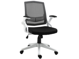 Cadeira De Escritório Ergonômica De Basculante Com Altura Ajustável Apoio Para O Braço Dobrável Suporte Lombar E Malha Transpirável 61x61x94-104cm