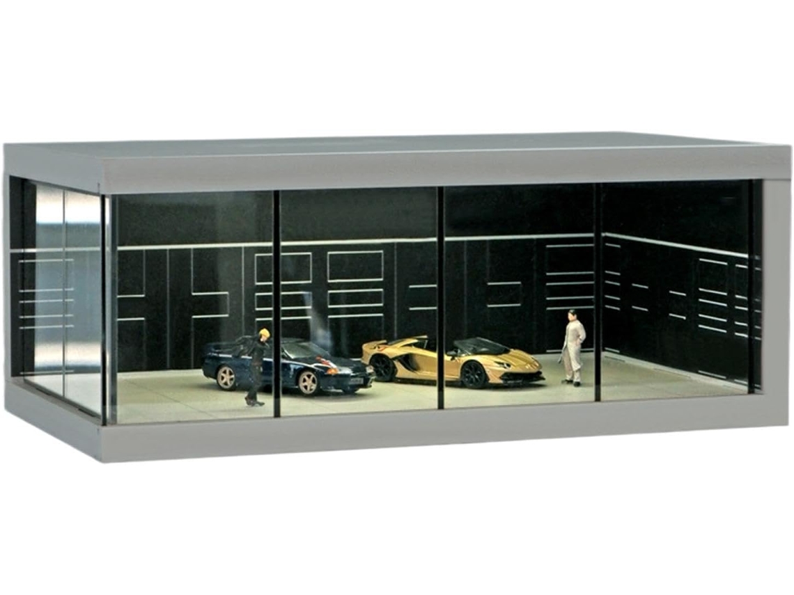 Estojo Organizador Para Miniaturas De Carros Na Escala 1/ 64, Com Luzes Led Simular Estacionamento Realista E
