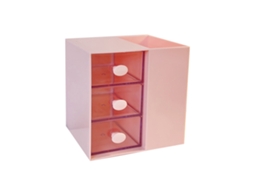 Caixa de armazenamento para mesa com gaveta capacidade elevada tampa anti poeira pp decorativa pink S/MARCA