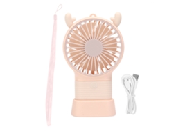 Ventilador Portátil Cervo Rosa 3 Velocidades Carregamento Usb