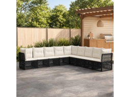 Vidaxl Conjunto De Sofá De Jardim 9 Unid. Preto Vime Pe