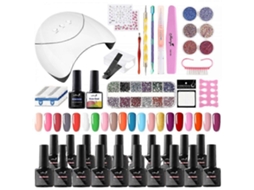 20pcs Complete Uv Gel Nail Kit Semi Permanent Polish 36w Uv/led Lamp Builder Art Tools Begin Ners Manicure Gift F GOKOCO