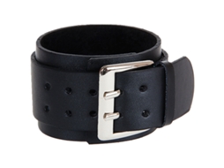 Pulsera De Cuero De Doble Capa Con Hebilla Grande Y Cadena De Mano Para Hombre (negra)