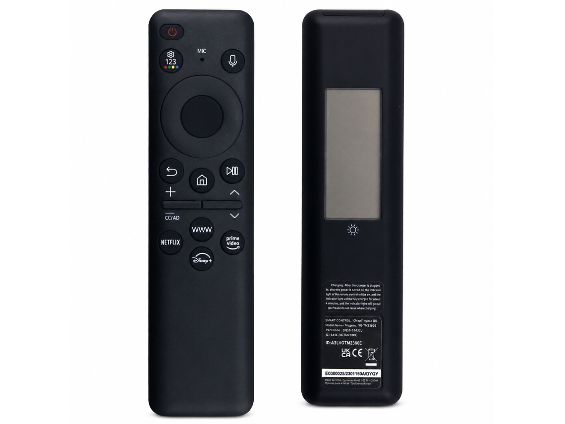 Comando À Distância Solar Com Voz Para Tv Samsung, Usb-c, Preto, Bn59-01432j_zhd