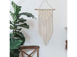 Aplique de Parede Nova Line com Penas Brancas, Dream Catcher, 35cm a 115cm, Boêmio