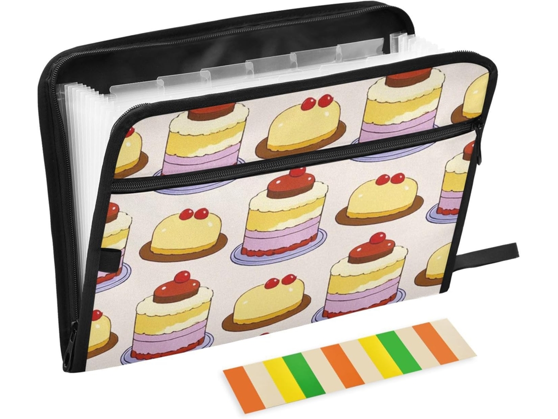Organizador de Arquivos Expansível com 13 Bolsos Tamanho A4 e Fechamento em Zíper para Materiais Escritório. P
