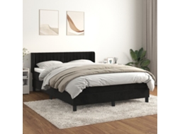 Cama Com Molas/colchão 140x190 Cm Veludo Preto