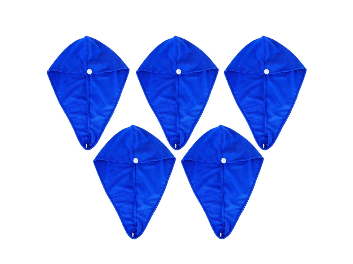 Toalha De Microfibra Para Secar Cabelo, 5 Peças, Absorvente, Secagem Rápida, Macia, Turbante, 23x65 Cm, Azul Royal