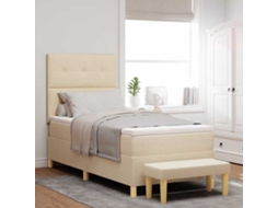 Vidaxl Cama Box Com Cabeceira Creme 200 X 100 Cm Tecido