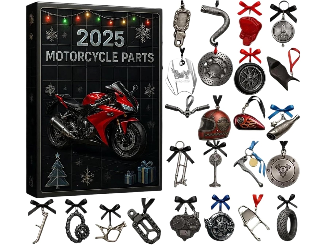 Calendário Do Advento De Peças De Motocicleta Para O Natal De 2025, Com 24 Pingentes Acrílicos 2d Cada Um Dos