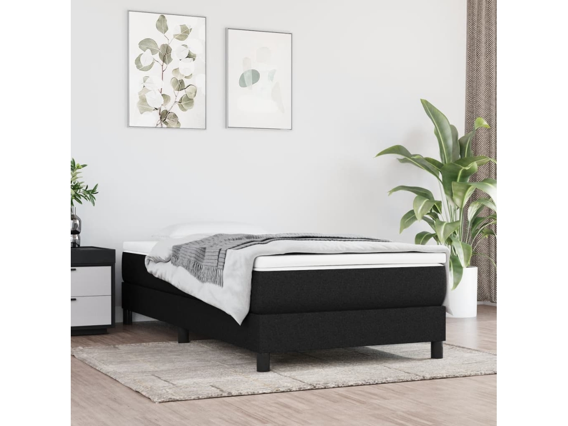 Vidaxl Cama Com Molas/colchão 80x200 Cm Tecido Preto