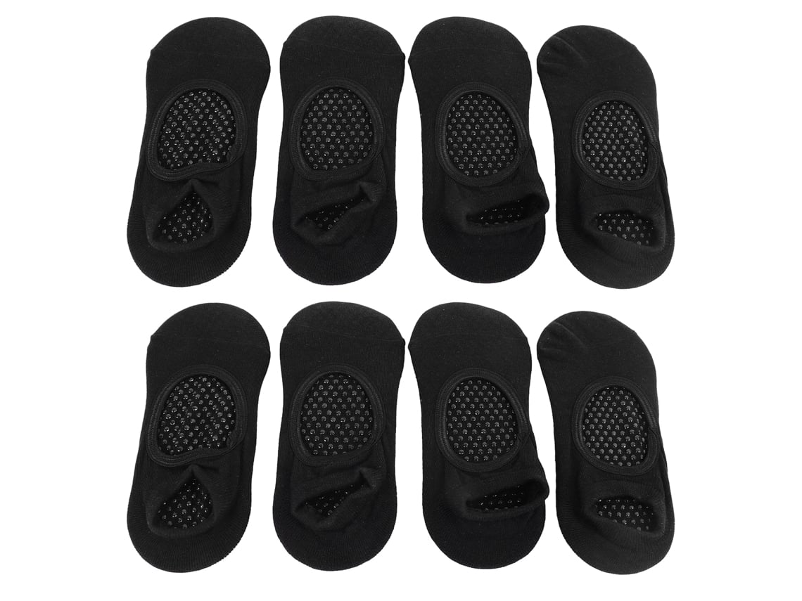 4 Pares de Meias Antiderrapantes para Mulher Ideais para Pilates, Barre, Ballet, Dança, Treinamento Barefoot, Tamanho Único, Preto S/MARCA